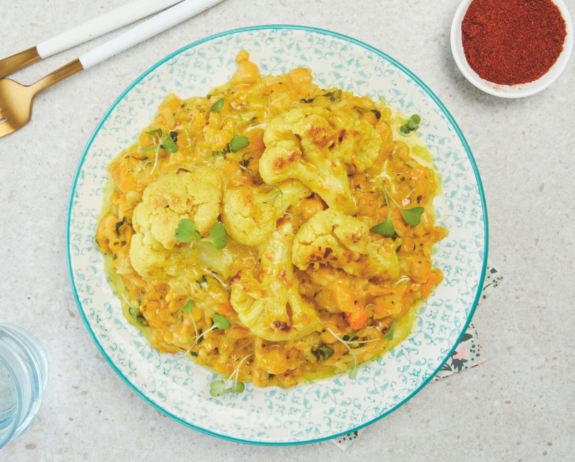 Curry de chou-fleur et dahl de lentilles corail