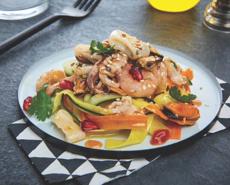Salade de fruit de mer aux saveurs asiatiques