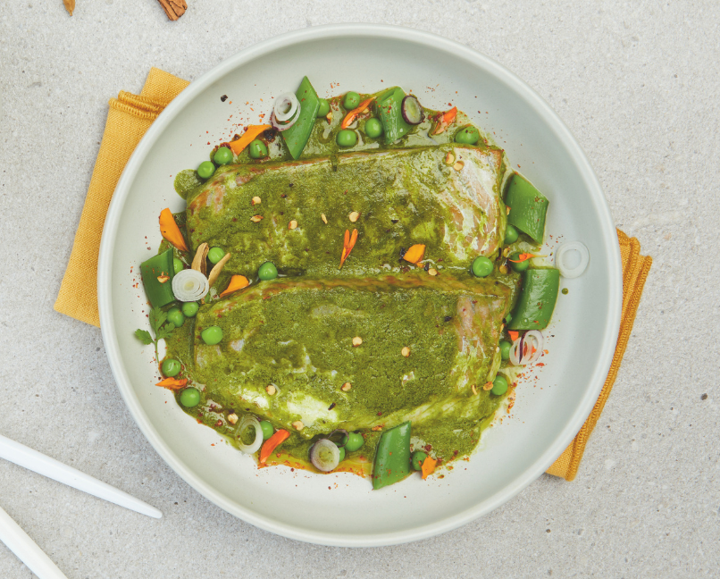 Portion de colin lieu au curry vert