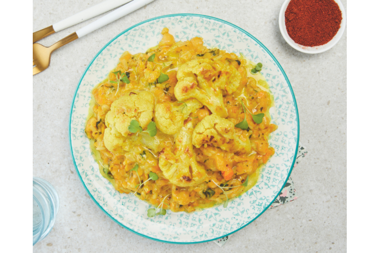 Curry de chou-fleur et dahl de lentilles corail